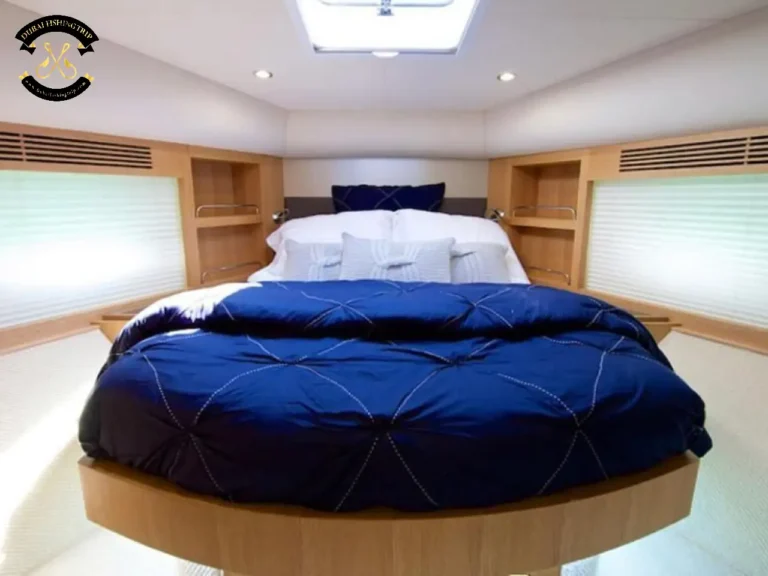 Dubai Fishing Trip. Elite 12 Majesty 56 FT master bedroom.