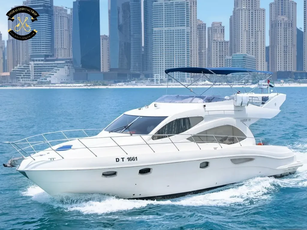 Dubai Fishing Trip. Elite 14 Majesty 44 FT full view.
